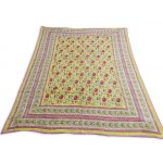 Double Bed Jaipuri Quilt / Razai Hand Block Printing Floral Design Size 90*108